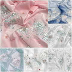 Chinese Embroidered Organza Chiffon Fabric DIY Hanfu Dress Soft Sewing Fabric