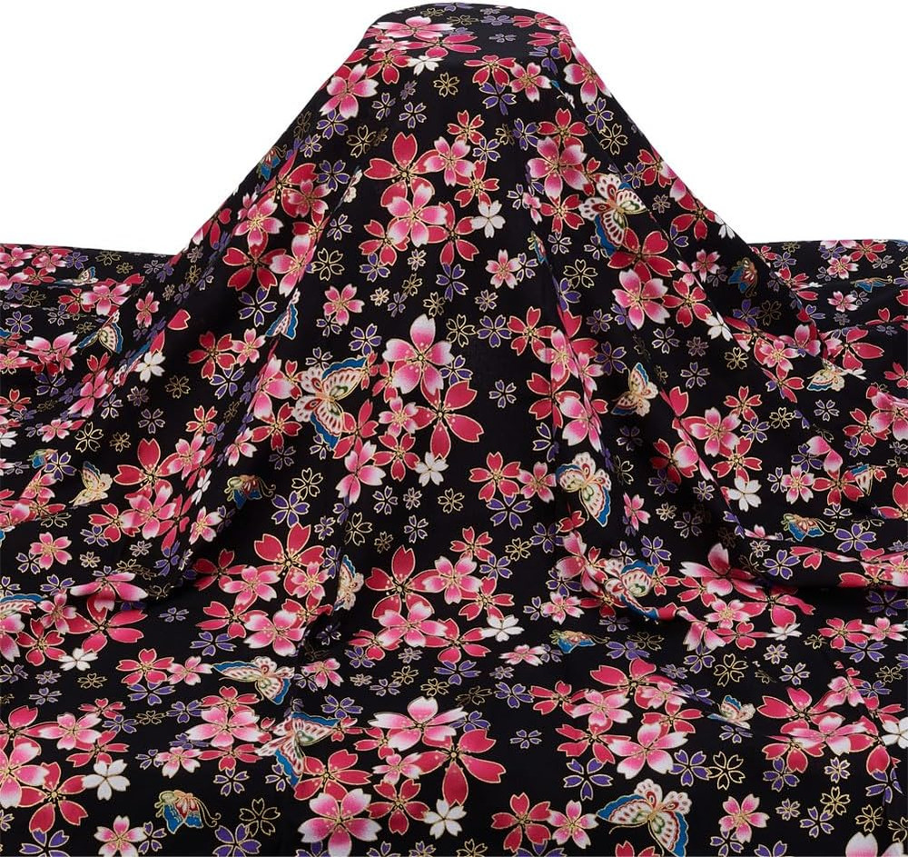 Black Japanese Printed Fabric 39.4X59Inch Japanese Style Fat Quarters Bundles Fa