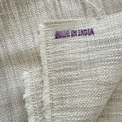 India Cotton Textured Basketweave Heavy Fabric Off White Greige 1.25 Yds 55 W
