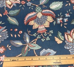 Waverly “Paulina” Floral Drapery Fabric 21″ x 50″ Cotton Blue Multicolor