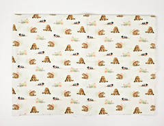 Snuggle Flannel Baby Fabric Bears & Racoons 30″ x 42″ Pre-Shrunk White Brown
