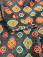 1992 High Fashion Fabrics Vintage Corduroy Black With Medallions 1.25 Yards 44