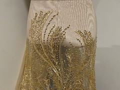 Gold Heavy Beaded Sequins Embroidery Bridal Lace Fabric 50” Width Sold By Yard
