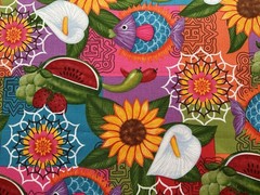 fabric Butterfly Flower Fish By M, Liss 43″ X 50”BTY 966