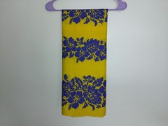 Vintage Hawaiian Fabric Trans-Pacific Textiles Yellow Blue Hibiscus 74×42 Cotton