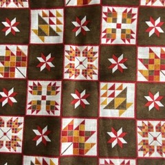 2 YD Riley Blake Fall Barn Quilts Fabric Brown Cotton Print