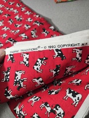 Lot Of 9 Animal Fabric Mix 10.5 Yards Vintage 1992 Cow Horse Cat Chick Lady Bug