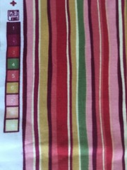 Braemore Fabric Stripe Multi color red orange maroon green pink 63″ x 54″ USA