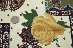 2Y x 60″ Vintage 80s 90s Rayon Paisley Floral Rose Fabric Maximalist Ornate Bold