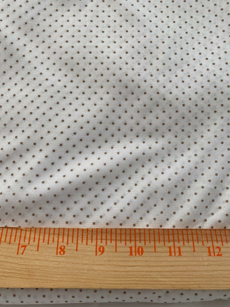 Lightweight nylon polyester knit print fabric 3 yards x 62″white with tan dots