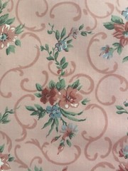 Vintage Joan Kessler Concord Floral Fabric 1.8 Yds Scroll Cotton Pink Mauve 90s