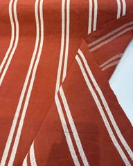 Laura & Kiran Grain Sack Rust Red Ivory Stripe Cotton Fabric By The Yard
