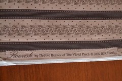 By 1/2 Yd, Brown on Brown Striped Floral Quilt Cotton, RJR/ Flourish/Beaves, B55