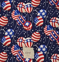 4.4Yd Quilt Cotton Sewing Fabric Patriotic Democrat Donkey Balloons RedWhiteBlue