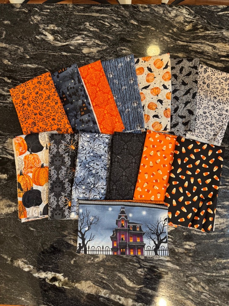 Spooky Nights Grace Popp FQB fabric 14 pc plus panel OOP HTF Halloween