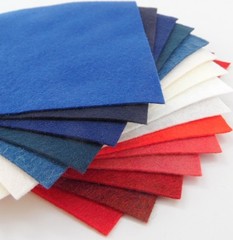 15 – 9″X12″ Red White and Blue Colors Collection – Merino Wool blend Felt Sheets
