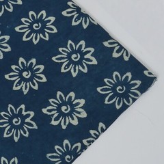 Indigo Blue Cotton Fabric By The Yard Hand Dyed Floral Dress Sewing Craft Fabric