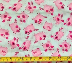 Tina Scrap Pig Farm Animals Baby Pink Oink Blue Quilt Fabric 100% cotton 9″x21″