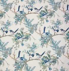 COVINGTON EMILIA MEDITERRANEAN BLUE BIRD FLORAL MULTIPURPOSE FABRIC BY YARD 54″W