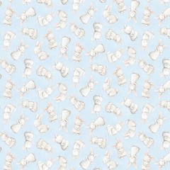 Timeless Treasures Egg Hunt by Bunnies by the Bay CD2647 Blue Bunnies Cotton