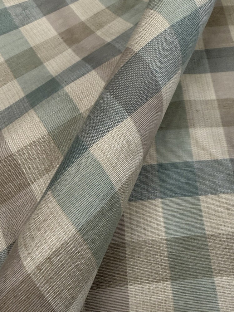 Colefax & Fowler Moire Check Fabric – Belgrave Check Aqua Stone 1.85 yd F3001-17