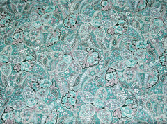 PETER PAN * Quilt Quality Cotton Fabric * Turquoise Paisley/Floral Print *BTY*