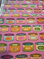 Tula Pink Cat Snacks Canned Food Electro Berry 1 yd Cotton Tabby Road Deja Vu