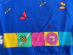 2.33Y Fabric Traditions 1996 Picket Fence Butterfly Ladybug Daisy Bee #2565 VTG