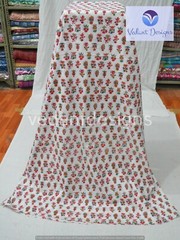 Pure Cotton Fabric Indian Sewing Craft Red Floral Print Material 5 Yard