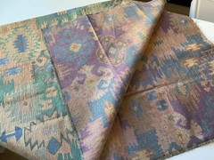 UPHOLSTERY FABRIC~Woven Tapestry~SOUTHWEST~Native Design~TAN BLUE GREEN~Tile Art