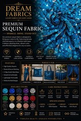 Turquoise Blue Holographic Sequin Fabric on Mesh Petal Bridal Dress Gown
