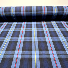 Navy Plaid Check Poplin P/C Uniform 5.5oz Fabric 61″ W Lot 2 Yards & 27″ for $13
