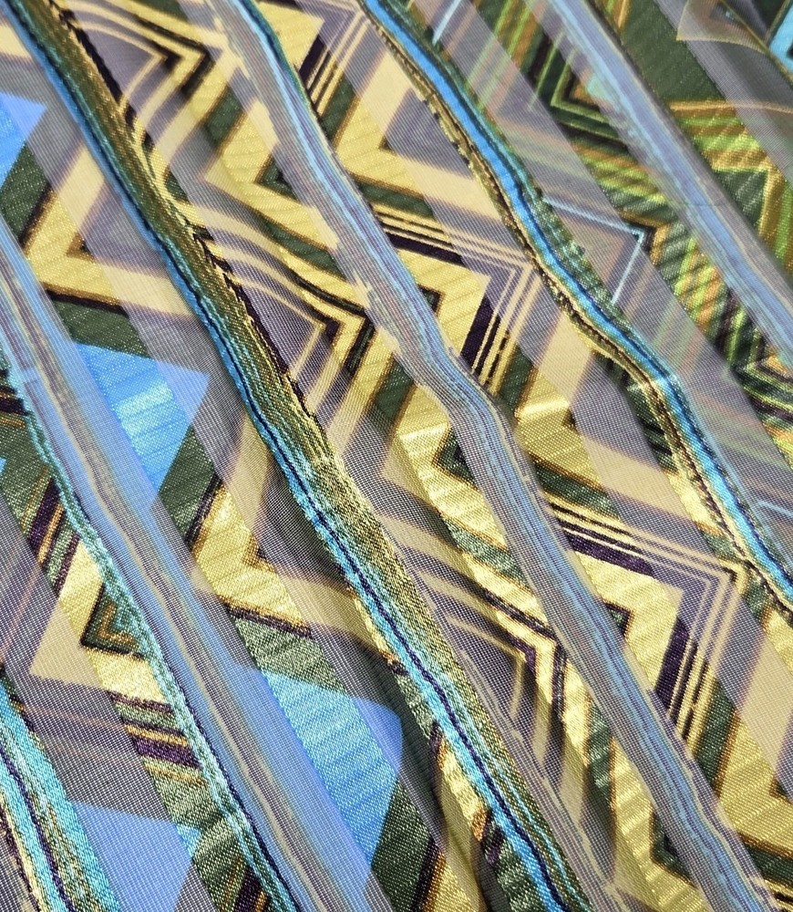 Jo-Ann Fabrics 2-7/8yd+ Sheer & Shiny Striped Fabric Ethnic Boho ~43″x~103″