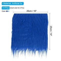 4 Pcs 10″ x 10″ Plush Faux Fur Fabric Square Faux Fur Patches, Blue,Light Blue