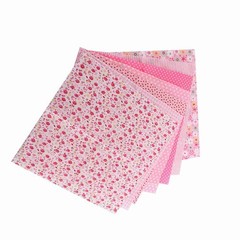 7-Pack 25x25cm Cotton Fabric DIY Assorted Pre-Cut Bedding Kit (Pink)