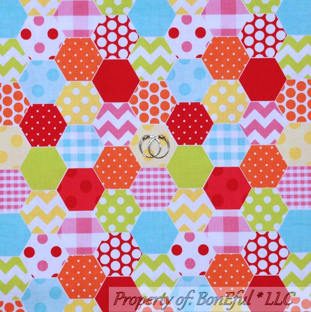 BonEful Fabric FQ Cotton Flannel Rainbow White Stripe Dot Chevron Calico Plaid L