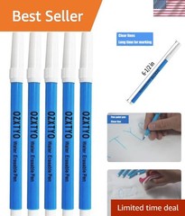 Washable Fabric Markers for Sewing,5 Pack,Blue,Erasable Sewing Markers for Fa…