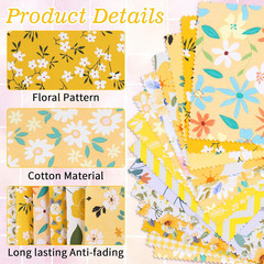42Pcs Yellow Charm Packs for Quilting, 100% Cotton Fabric Squares 5 x 5Inch Pre-