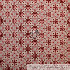 BonEful Fabric FQ Cotton Quilt VTG Cream Pink Maroon Flower Damask Shabby Chic L
