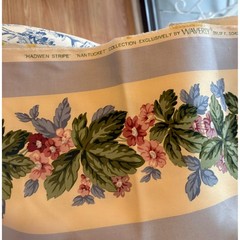 Waverly Hadwen Stripe Nantucket Collection Floral Blue Cream Fabric