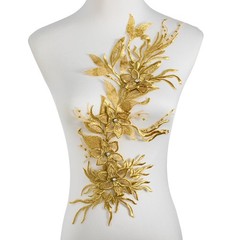 Phoenix Peacock Feather Tail Fabric Beaded Lace Applique,3D Embroidered Flowe…