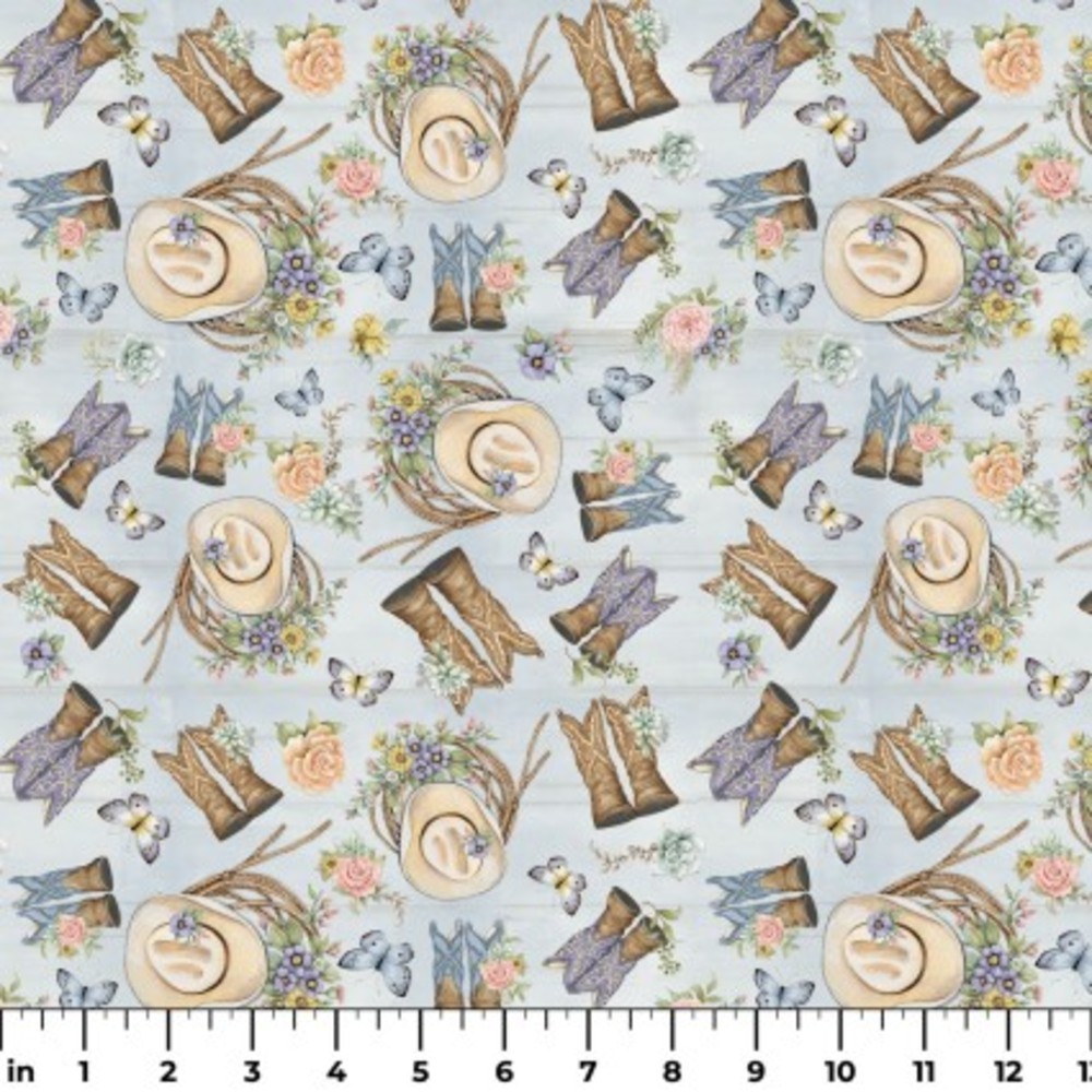 Highland Ranch Tossed Boots Cotton Fabric