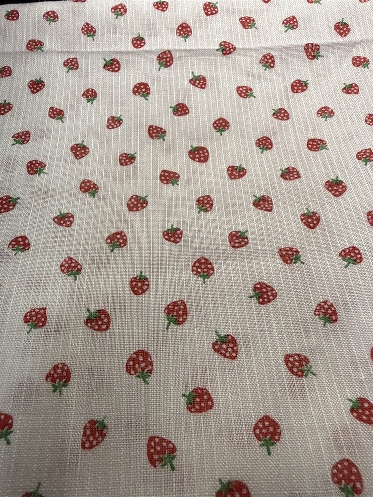 Vintage Delicate Fabric White with Mini Strawberries Fabric 2 Yards 72”x 44”