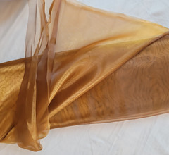 Ikea Sarita Brown Gold Sheer Polyester Voile Fabric Sold By 2 Yards Machine Wash