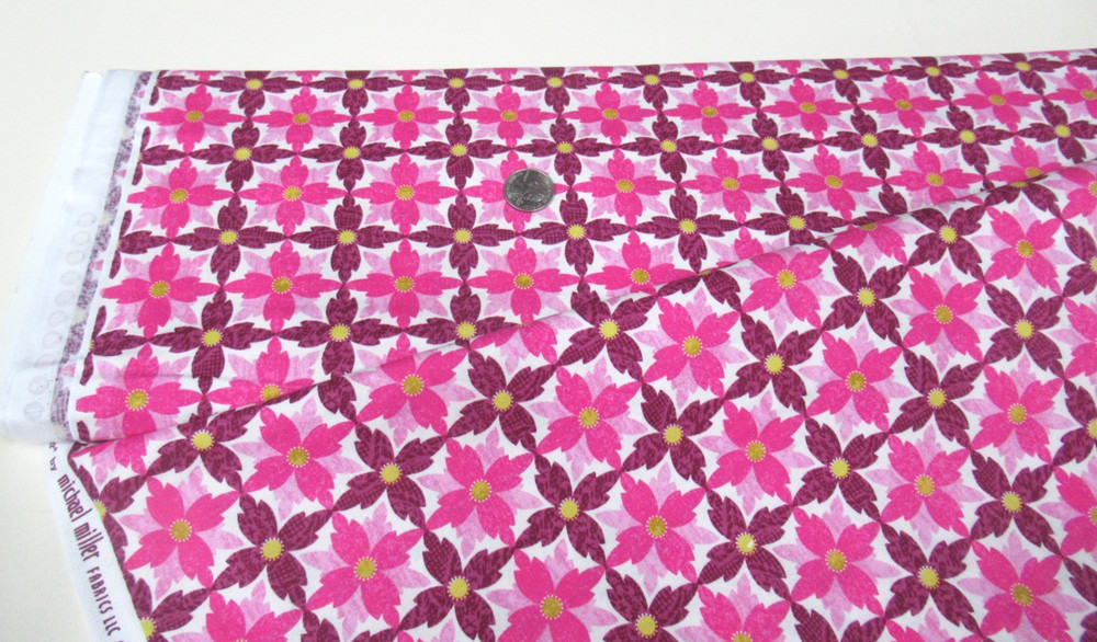 Michael Miller quilt-craft fabric TEA FLOWER magenta 2 3/4 yds (cx-7447) Summer