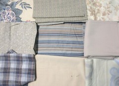 5 lb 4 oz Box of Assorted Fabric Scraps – Browns, Grays, Light Blue FSBTB116