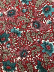 Holiday Christmas Fabric 100% Cotton Cranston Print Works Teal Red Floral