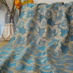 1M Jacquard Gold Embossed Bubble Cloth Fabric Soft Elegant Skirt Dress Material