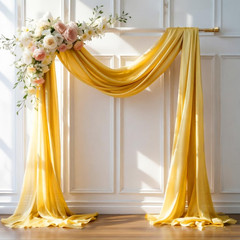 Wedding Arch Draping Fabric 28″ X19Ft, Sheer Chiffon Fabric Backdrop,1 Panel Yel