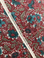 Holiday Christmas Fabric 100% Cotton Cranston Print Works Teal Red Floral
